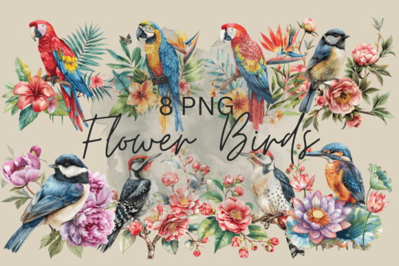 Download Vintage Bird in Flowers Watercolor Birds - Bird Collection