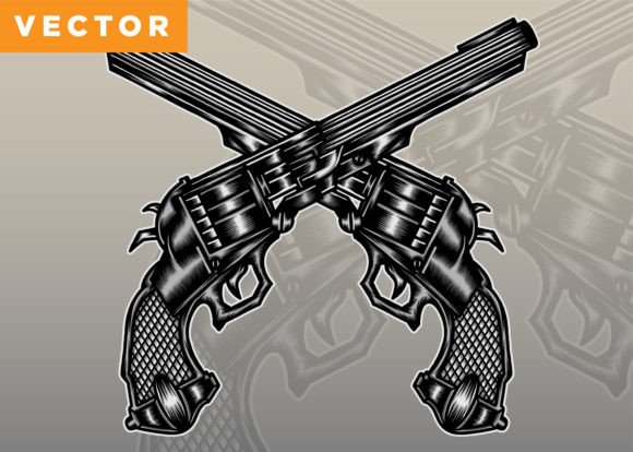 Download Crossed Revolver Illustration - Revolver Collection