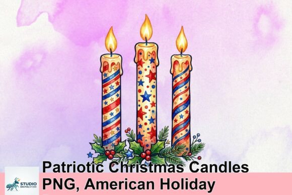Download Patriotic Christmas Candles PNG, American Holiday Decor - Holiday decor Collection