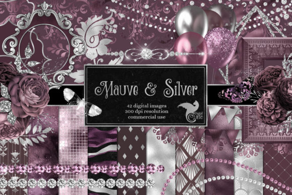 Download Mauve and Silver Digital Scrapbook Kit - Digital scrapbook Collection