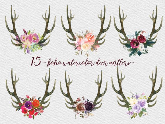 Download Watercolor Deer Antlers Bundle - Watercolor deer antlers Collection