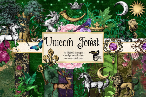 Download Unicorn Forest Digital Scrapbook Kit - Digital scrapbook Collection