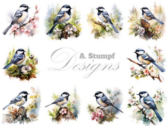 Download Coal Tit Bird Clipart Watercolor Set - Bird Collection