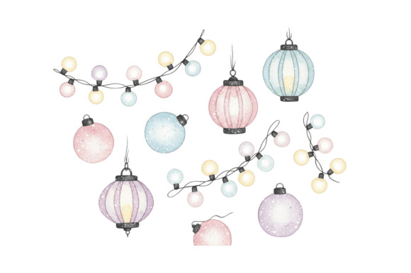 Download Watercolor Pastel Holiday Decorations - Holiday decor Collection